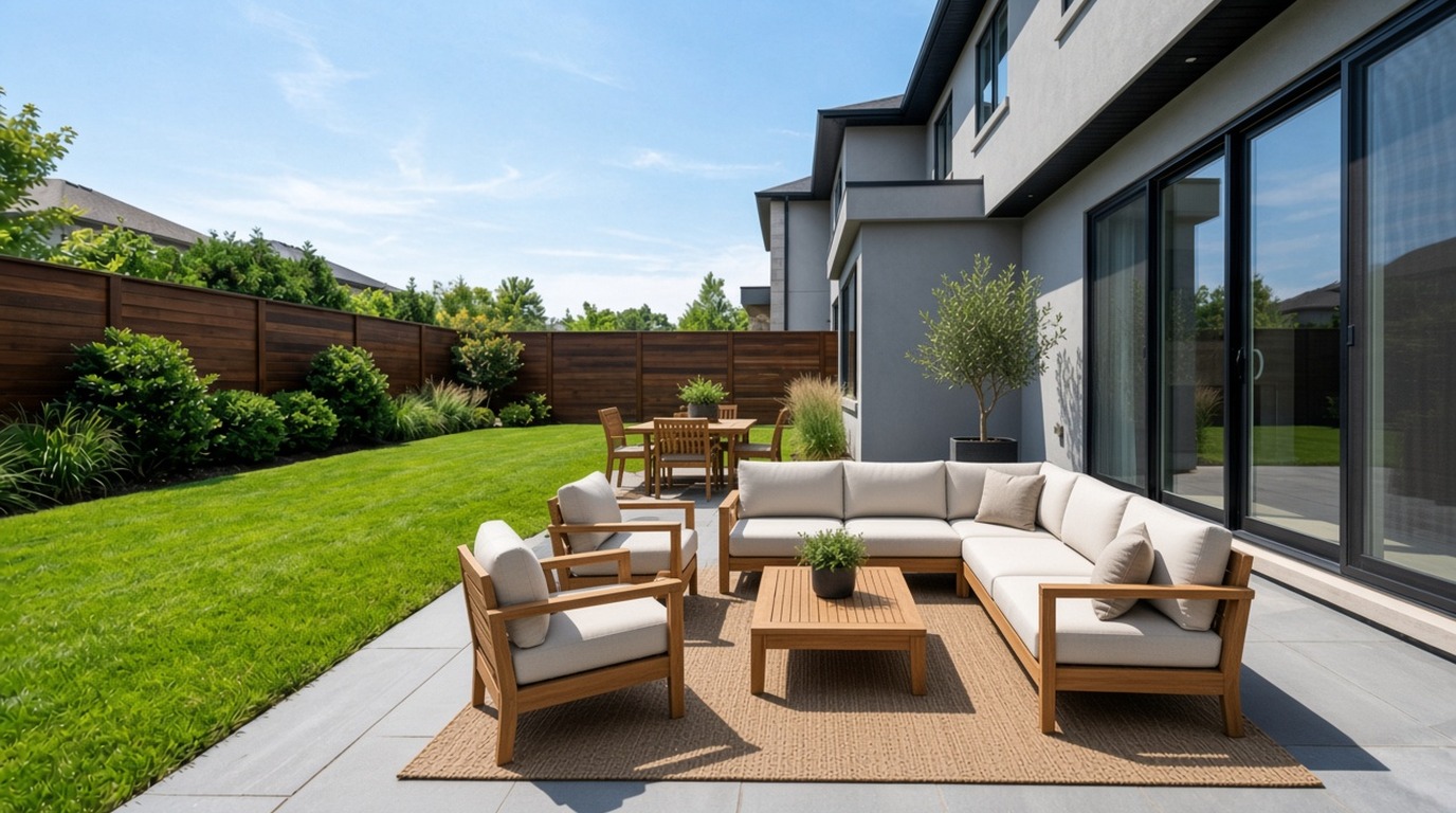 The same patio with outdoor furniture added